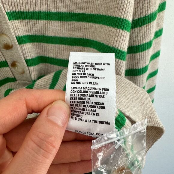 Francesca’s Karsyn Beige & Green Striped Henley Pullover Long Sleeve Size S - Picture 8 of 9